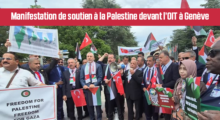 Manifestation de soutien à la Palestine devant l’OIT à Genève