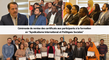 Cérémonie de remise des certificats aux participants à la formation en “Syndicalisme International et Politiques Sociales”